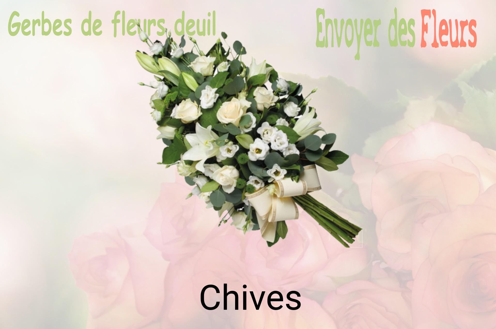 Gerbe de fleurs de deuil livrée à Chives